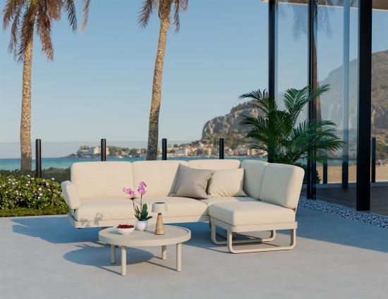 Delmar Config C - Outdoor Modular Sofa - Latte - Husk Cushions