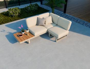 Delmar Config D - Outdoor Modular Sofa - Latte - Husk Cushions