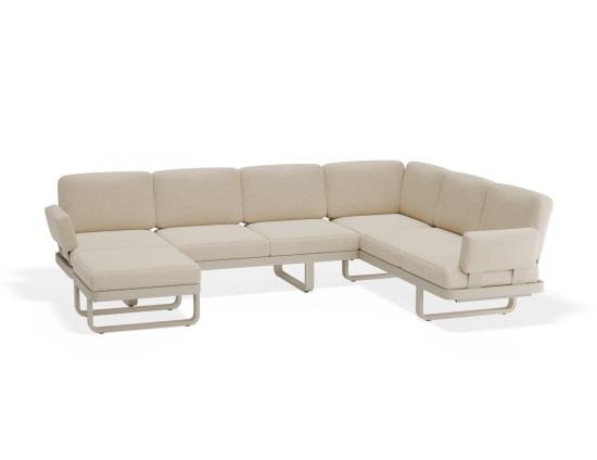 Delmar Config F - Outdoor Modular Sofa - Latte - Husk Cushions