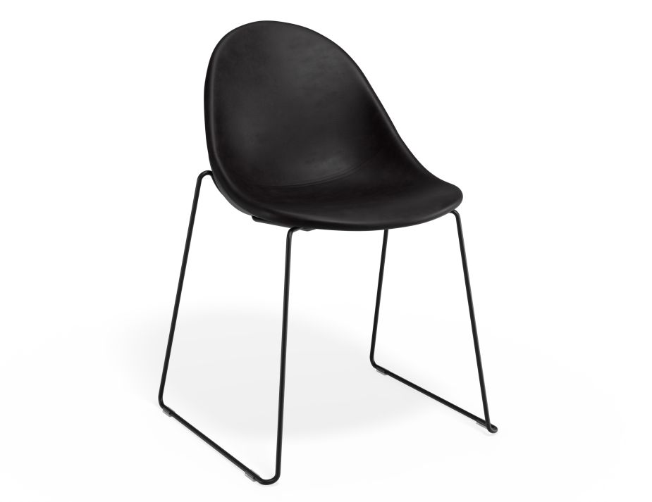 P 1 Pebble Chair Blackpuseat Sledblack