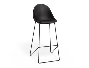 Pebble Black Vegan Leather Bar Stool 