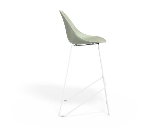 P 3 Pebble Barstool Greenseat Whiteframe