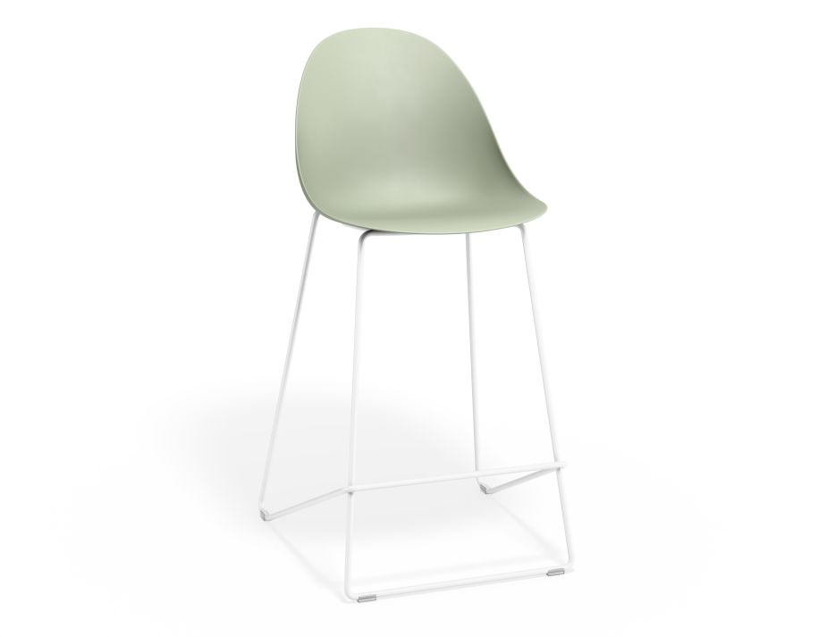 P 1 Pebble Kitchenstool Greenseat Whiteframe