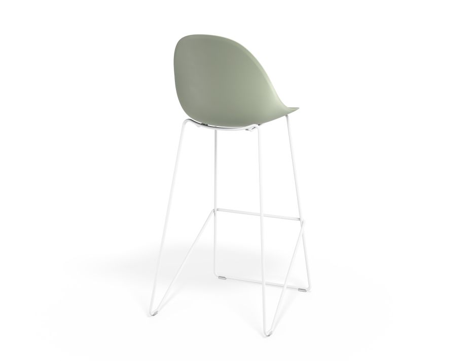 P 2 Pebble Barstool Greenseat Whiteframe