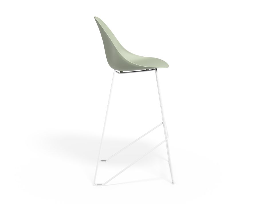 P 3 Pebble Barstool Greenseat Whiteframe