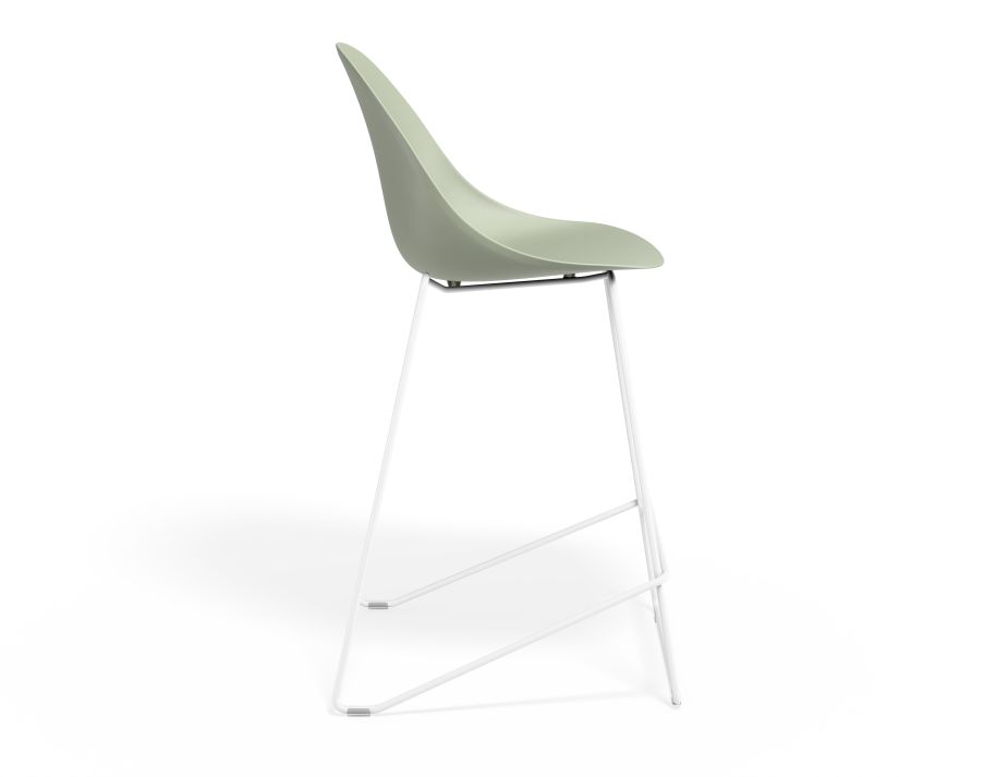 P 3 Pebble Kitchenstool Greenseat Whiteframe