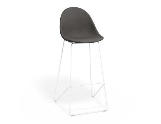 P 1 Pebble Barstool Greyfabricseat Whiteframe2