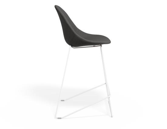 P 3 Pebble Kitchenstool Greyfabricseat Whiteframe
