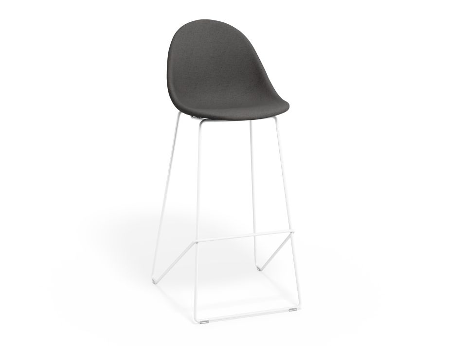 P 1 Pebble Barstool Greyfabricseat Whiteframe2