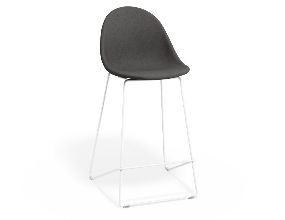 P 1 Pebble Kitchenstool Greyfabricseat Whiteframe