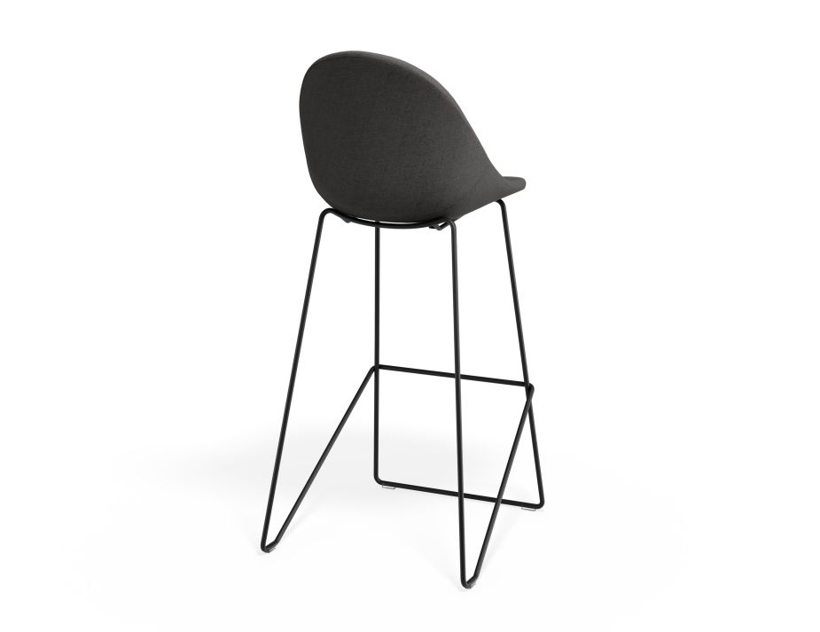 P 2 Pebble Barstool Greyfabricseat Blackframe
