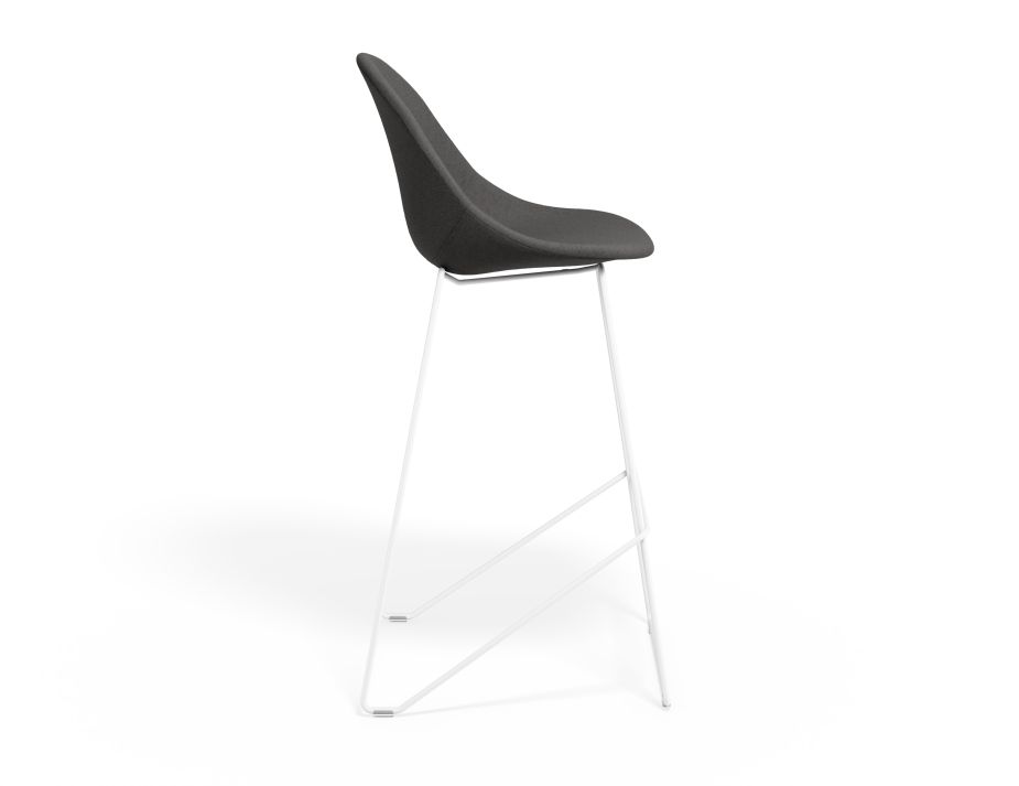 P 3 Pebble Barstool Greyfabricseat Whiteframe