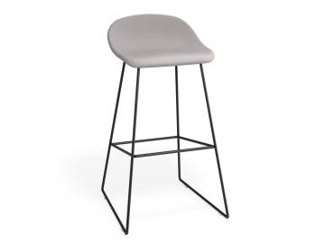 Pop Stool Black Frame with Light Grey Fabric Seat