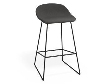 Pop Stool Black Frame with Grey Fabric Seat