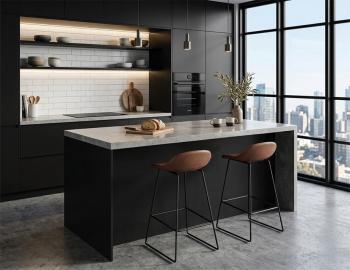 Pop Stool Black Frame with Tan Vegan Leather Seat