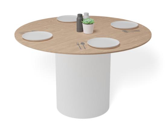 Mimi Small Round Dining Table 120cm Natural Ash Tabletop - White Base 