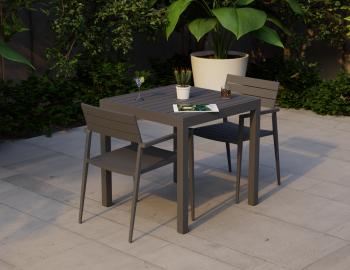 Halki Outdoor Table - Matte Charcoal - 77cm x 77cm