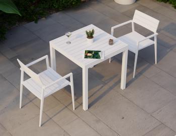 Halki Outdoor Table - Matte White - 77cm x 77cm