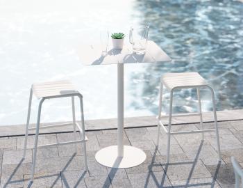 Roku Outdoor Bar Stool Backless Matte White