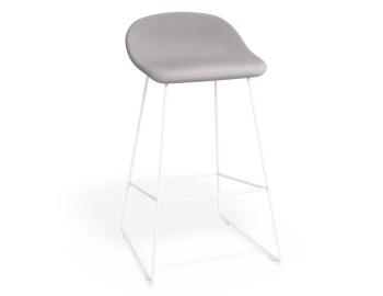 Pop Stool White Frame with Light Grey Fabric Seat