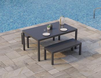 Halki Outdoor Bench Seat - 120cm - Matte Charcoal