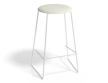 Hugo Bar Stool White Frame Round Vintage PU Seat