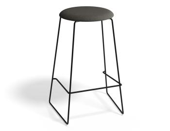 Hugo Bar Stool Black Frame Round Fabric Seat
