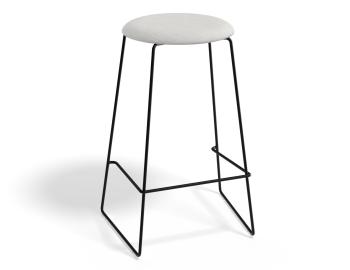 Hugo Bar Stool Black Frame Round Fabric Seat