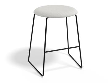 Hugo Low Stool Black Frame Round Fabric Seat