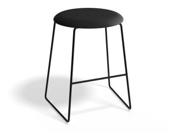Hugo Low Stool Black Frame Round Fabric Seat