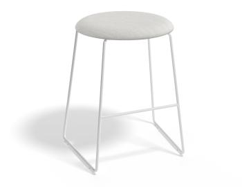 Hugo Low Stool White Frame Round Fabric Seat