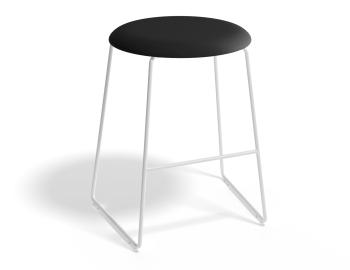 Hugo Low Stool White Frame Round Fabric Seat