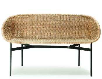 Clara Indoor Bench / Charcoal Frame / Natural Rattan Slimit Seat