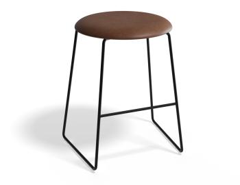 Hugo Low Stool Black Frame Round Vintage PU Seat