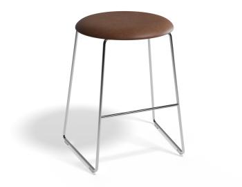 Hugo Low Stool Chrome Frame Round Vintage PU Seat