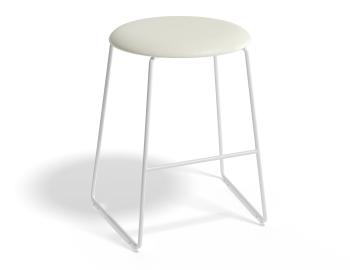 Hugo Low Stool White Frame Round Vintage PU Seat
