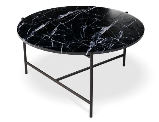 Nexus Black Marquina Marble Round Coffee Table