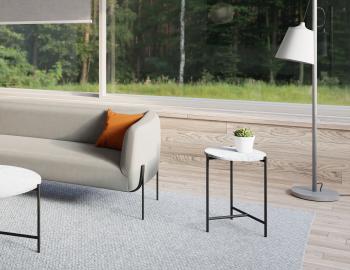 Nexus White Carrara Marble Round Side Table