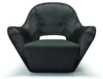 Manta Outdoor Lounge Chair / Black Polyethylene / Grey Fabric