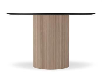 Poppy Round Dining Table 120cm Black Stained Ash Tabletop - Natural Base