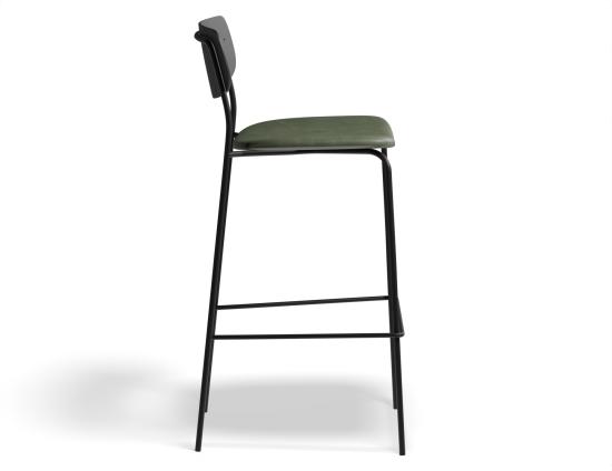 Rylie Stool 75cm Black GreenPU Side