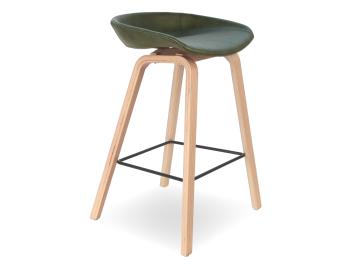 Kobe Counter Stool Natural Ash Frame Green Vintage Vegan Leather