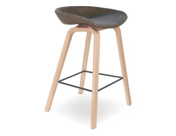 Kobe Counter Stool Natural Ash Frame Grey Vintage Vegan Leather