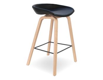 Kobe Counter Stool Natural Ash Frame Black Vintage Vegan Leather