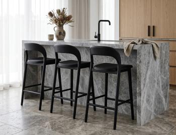 Mia Black Wooden Bar Stool Upholstered Seat 