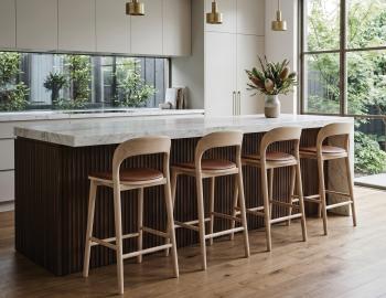 Mia Wooden Bar Stool Natural Upholstered Seat