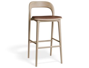 Mia Wooden Bar Stool Natural Upholstered Seat