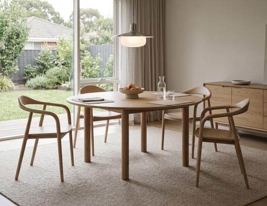 Round Nordica Table Arnd Arki Wood Armchairs