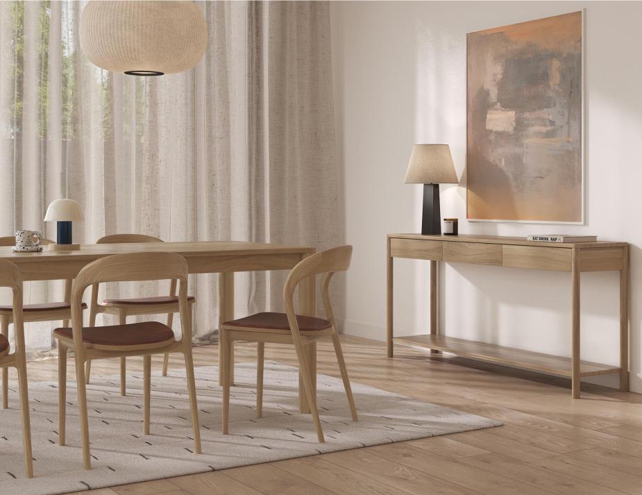 Nordica Dining Table Mia Dining Chair Tan Nordica Console 02