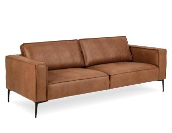 Enzo 3 Seat Sofa - Black Legs - Colorado Tan Leather Mix